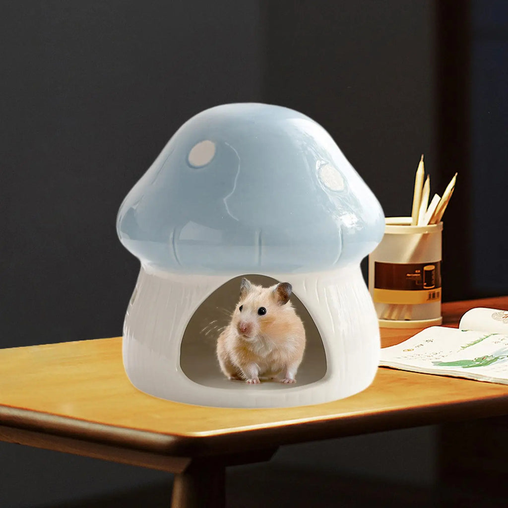 Ceramic Hamster House Multipurpose Durable Creative Furniture Food Bowl for Dwarf Hamster Ferret Hedgehog Gerbils Small Animals