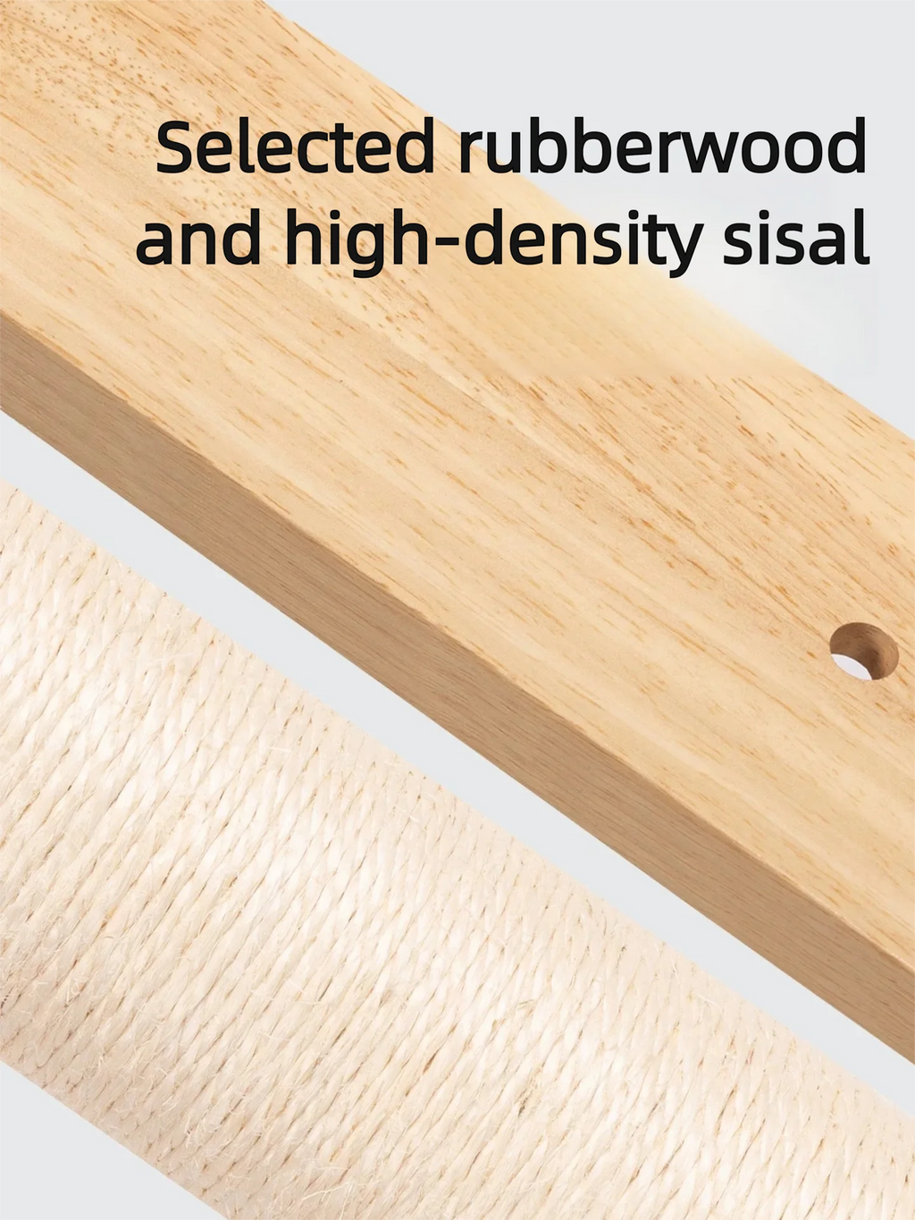 Wall-Mounted Cat Scratching Post – Rubber Wood & Sisal, Adjustable Height, Replaceable Poles, Easy Install, Climbing Tower