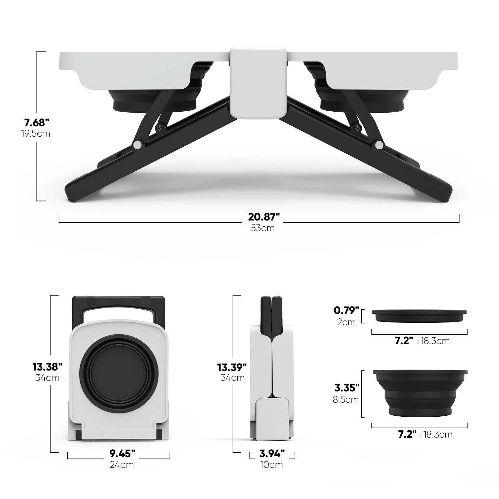Elevated Dog Bowls Stand, Portable Travel Dog Bowls with Collapsible Silicone Double Diner Bowl, 5 Cups Capacity Food and Water