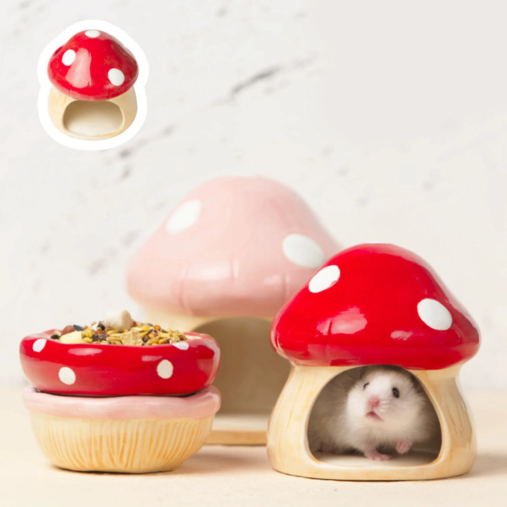 Ceramic Hamster House Multipurpose Durable Creative Furniture Food Bowl for Dwarf Hamster Ferret Hedgehog Gerbils Small Animals