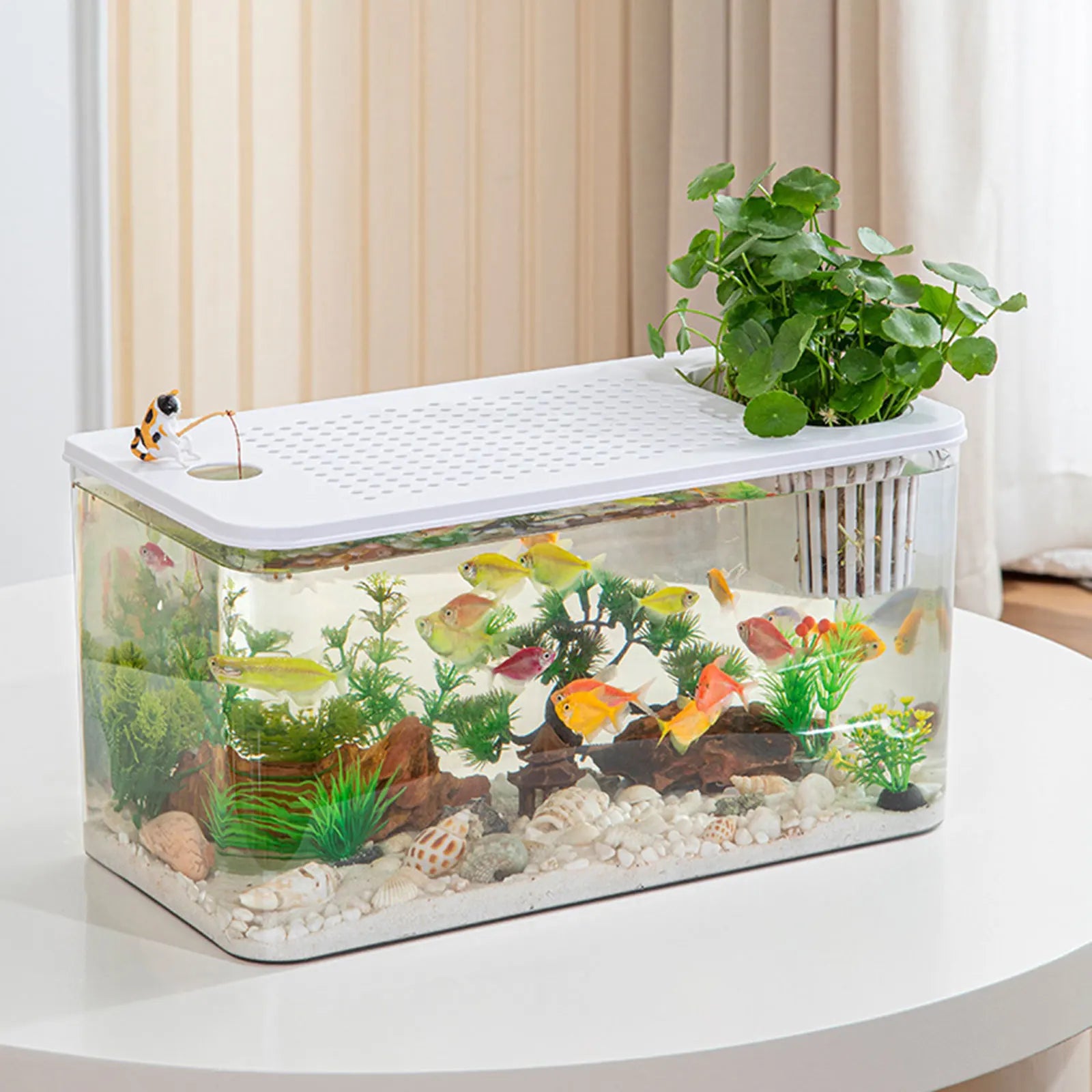 Reptile Terrarium Clear View Breeding Tank Habitat Cage Small Fish Tank Feeding Box for Betta Fish Fish Crayfish Snake Chameleon