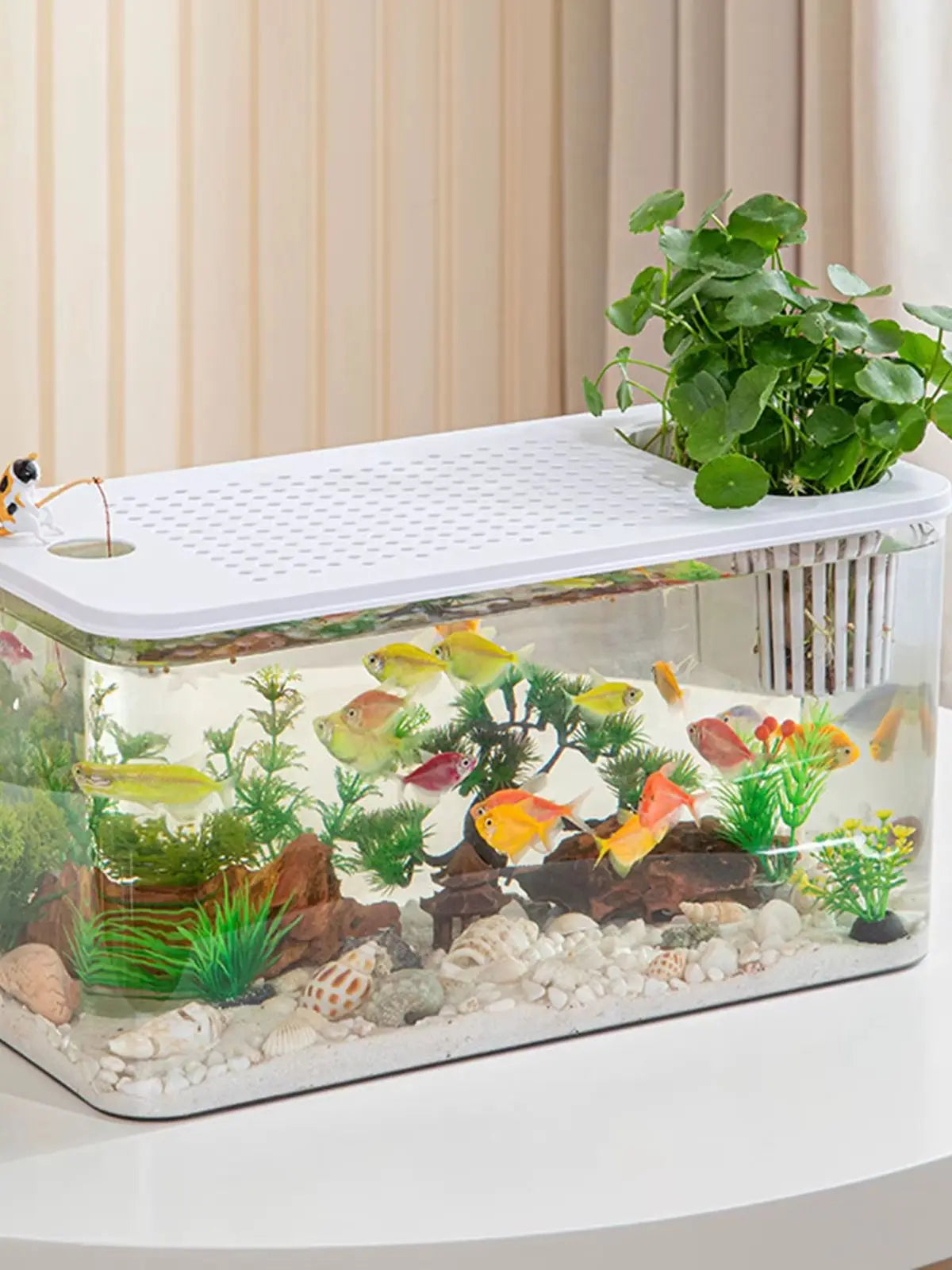 Reptile Terrarium Clear View Breeding Tank Habitat Cage Small Fish Tank Feeding Box for Betta Fish Fish Crayfish Snake Chameleon