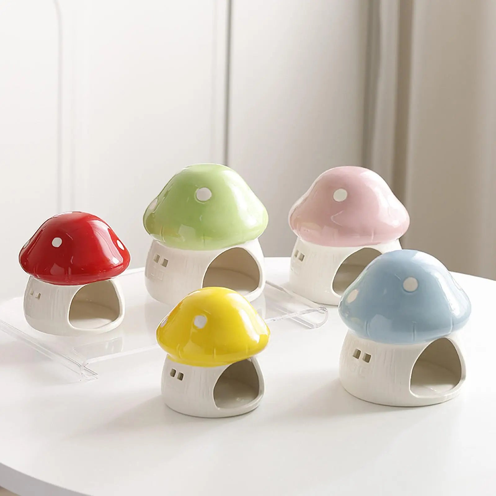 Ceramic Hamster House Multipurpose Durable Creative Furniture Food Bowl for Dwarf Hamster Ferret Hedgehog Gerbils Small Animals
