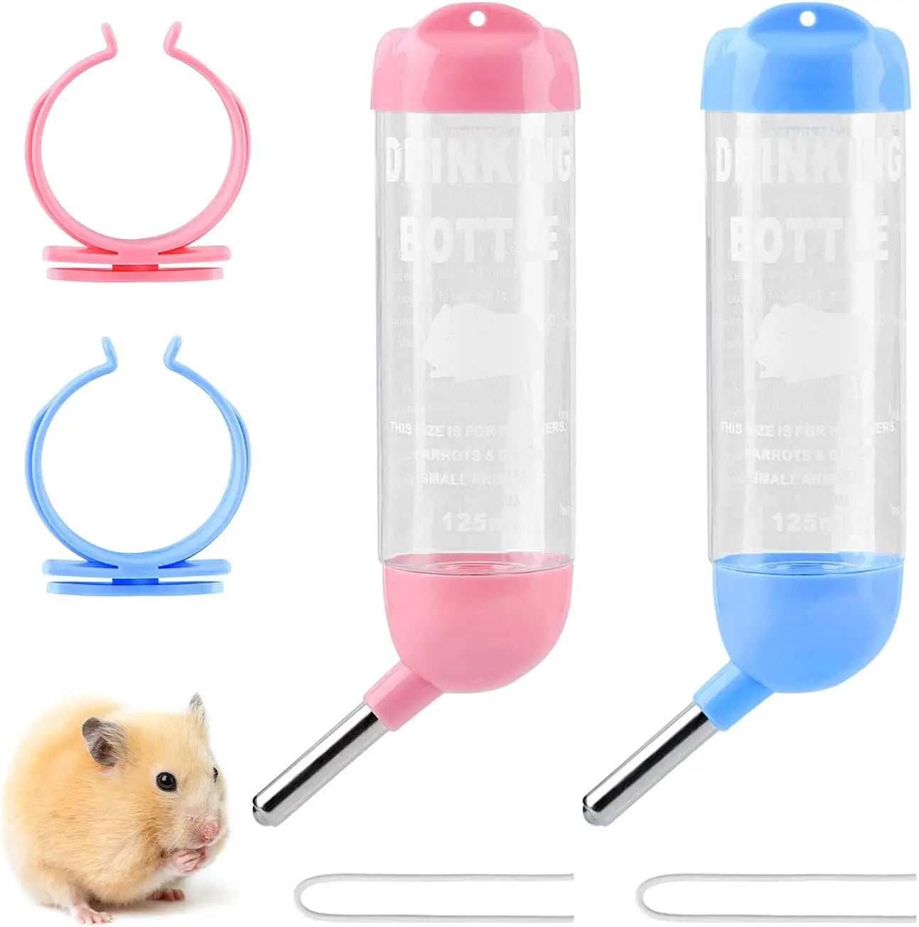 125ml Hamster Drinker Water Bottle No Drip Small Animal Water Dispenser Hanging Hamster Drinker For Guinea Pigs Hamsters Bunnies