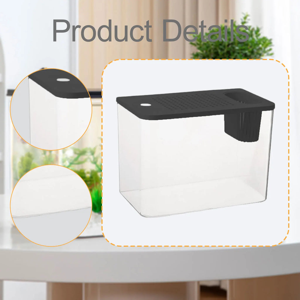 Reptile Terrarium Clear View Breeding Tank Habitat Cage Small Fish Tank Feeding Box for Betta Fish Fish Crayfish Snake Chameleon