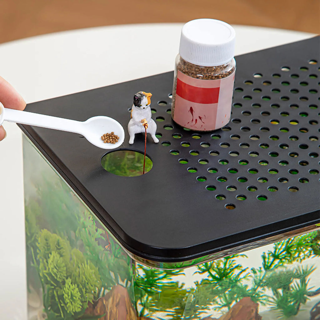 Reptile Terrarium Clear View Breeding Tank Habitat Cage Small Fish Tank Feeding Box for Betta Fish Fish Crayfish Snake Chameleon