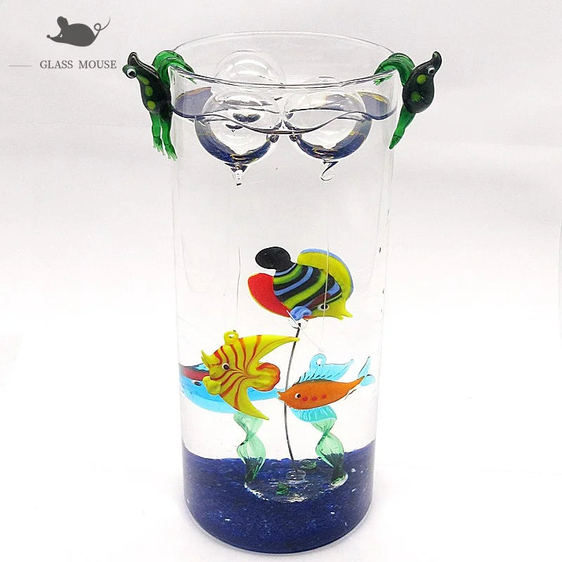 Aquarium Decoration Floating Glass Fish Trinkets Cute Marine Animal Charm Pendant Mini Sea Fish Dolphin Turtle Seahorse Ornament