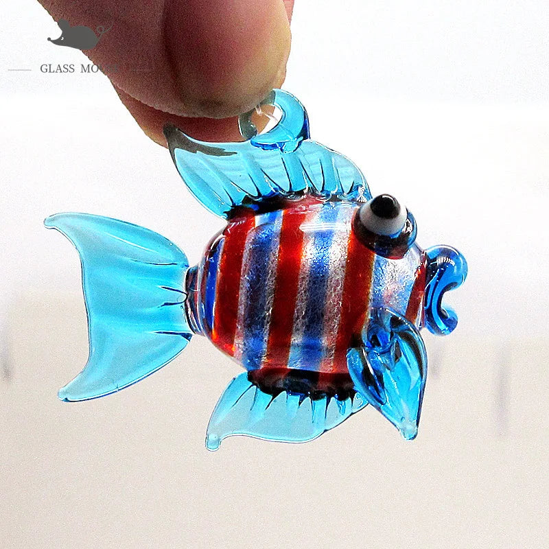 Aquarium Decoration Floating Glass Fish Trinkets Cute Marine Animal Charm Pendant Mini Sea Fish Dolphin Turtle Seahorse Ornament