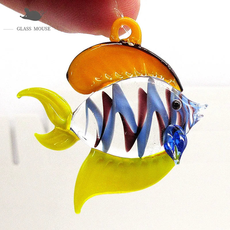 Aquarium Decoration Floating Glass Fish Trinkets Cute Marine Animal Charm Pendant Mini Sea Fish Dolphin Turtle Seahorse Ornament