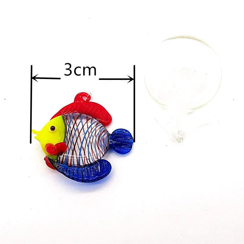 Aquarium Decoration Floating Glass Fish Trinkets Cute Marine Animal Charm Pendant Mini Sea Fish Dolphin Turtle Seahorse Ornament