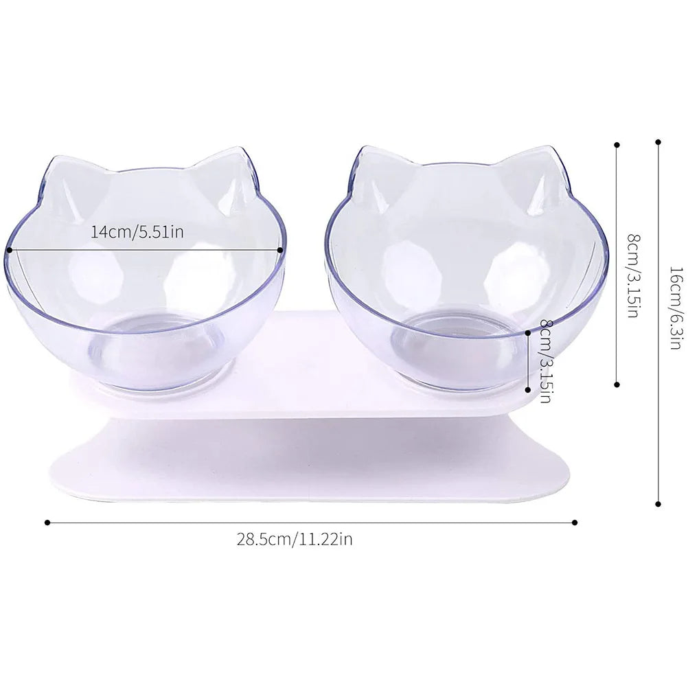 Cat Bowls Pet Feeding Bowl Cat Water Bowl Durable Fall Resistant 15 Degree Tilt Double Cat Food Bowl
