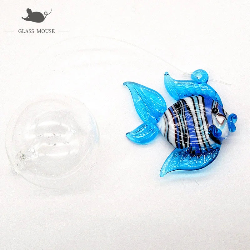 Aquarium Decoration Floating Glass Fish Trinkets Cute Marine Animal Charm Pendant Mini Sea Fish Dolphin Turtle Seahorse Ornament