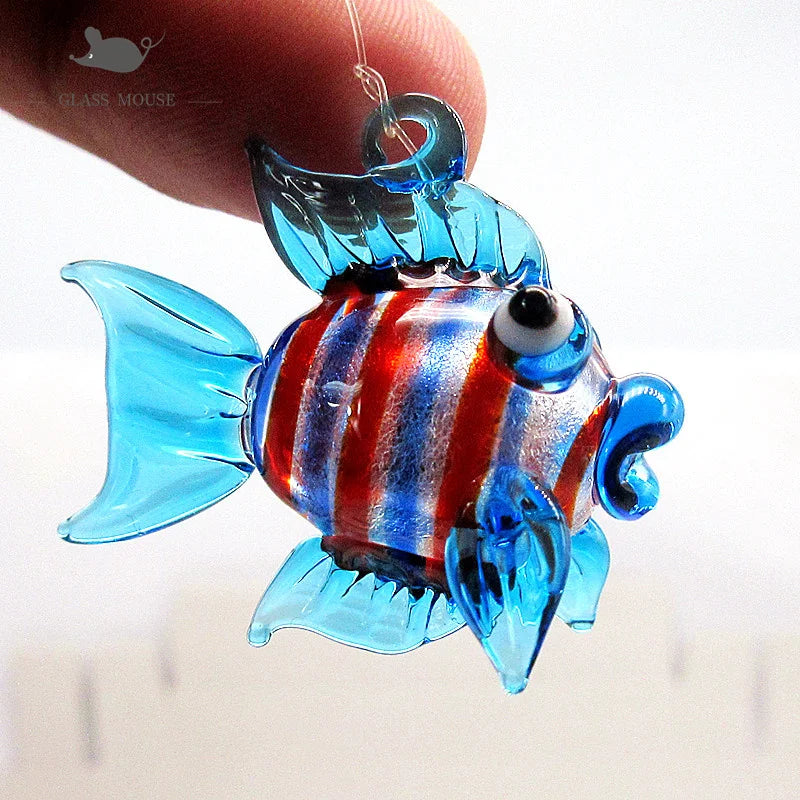 Aquarium Decoration Floating Glass Fish Trinkets Cute Marine Animal Charm Pendant Mini Sea Fish Dolphin Turtle Seahorse Ornament