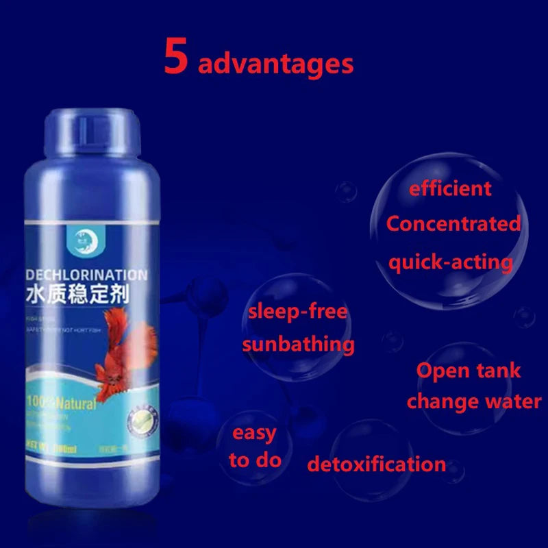 Fish Tank Water Purifier, Tropical Ornamental Fish, Chlorine Removal, Fishbowl, Change Water Stabilizer, 260ml