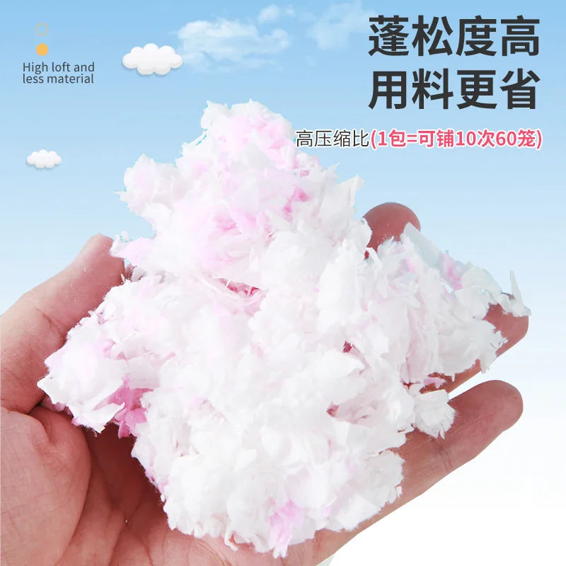 Dust-Free Paper Bedding for Hamsters, Natural Cotton Pad Small Animal Cage Litter, Absorbent Deodorizing Pet Bedding Material