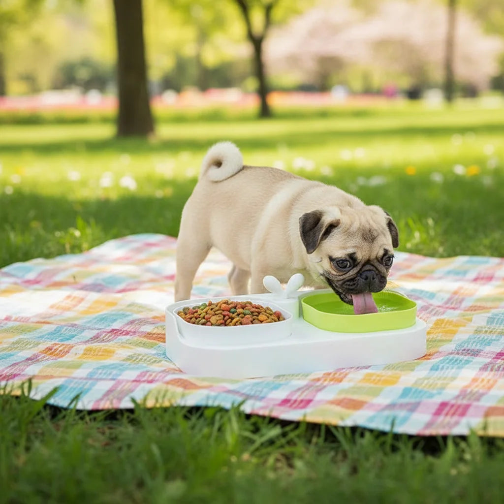 Double Pet Bowls Set for Dogs - Durable Non-Slip Food Water Feeder Dish Pet Supplies