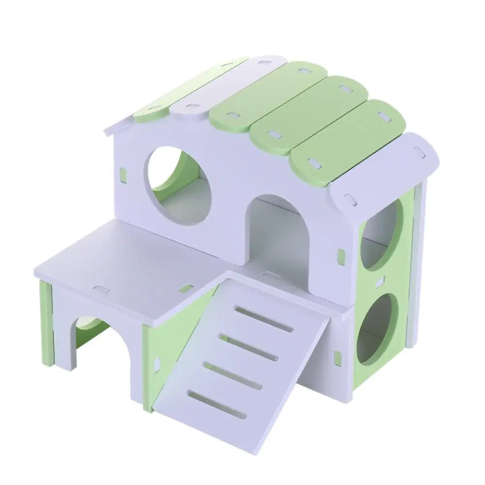 Hamster Play Toys Set Wooden Hamster House Boredom Breaker Activity Toy DIY Hamster Cage Accessories for Small Pets