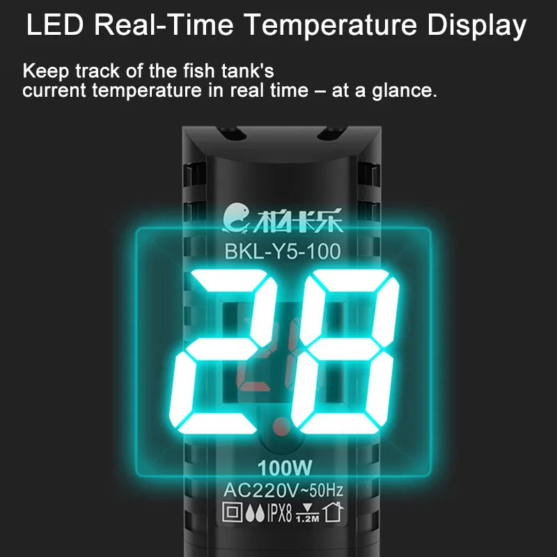 Aquarium Heater Fish Tank LCD Display Digital Thermostat Submersible Water Heating Rod Constant Temperature Control 220v