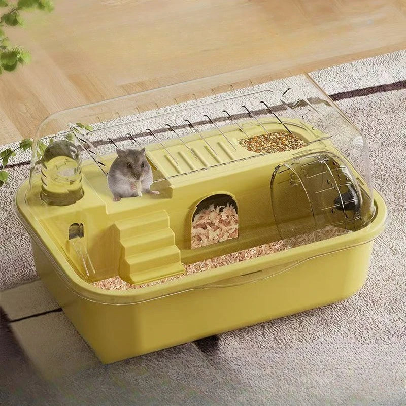 Hamster Cage Chewproof Large Hamster Accessories Cages and Habitats Openable Top with Acrylic Sheets Solid Built