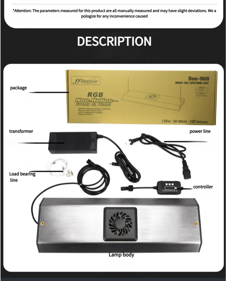 Fish Tank Light Full Spectrum Smart LED Aquarium Lighting Silent Cooling Fan Fish Tank Clamp Light