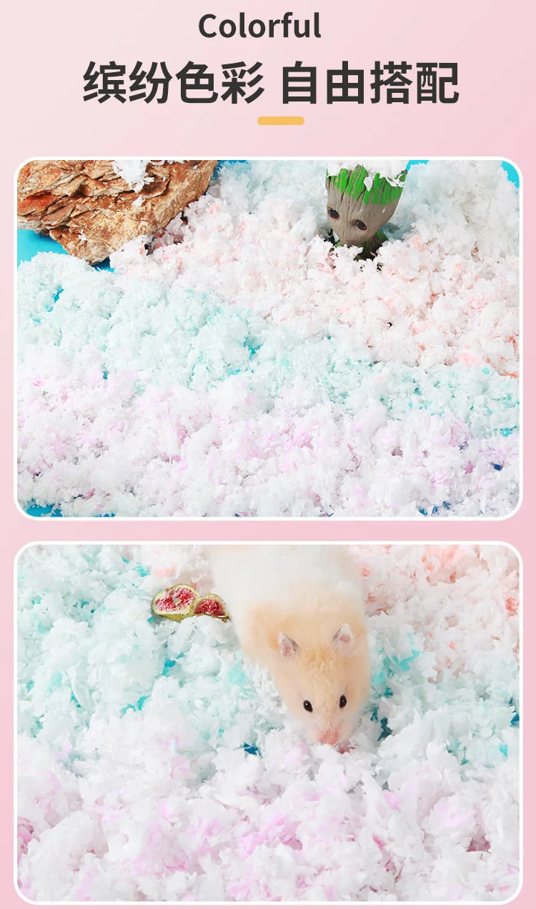 Dust-Free Paper Bedding for Hamsters, Natural Cotton Pad Small Animal Cage Litter, Absorbent Deodorizing Pet Bedding Material