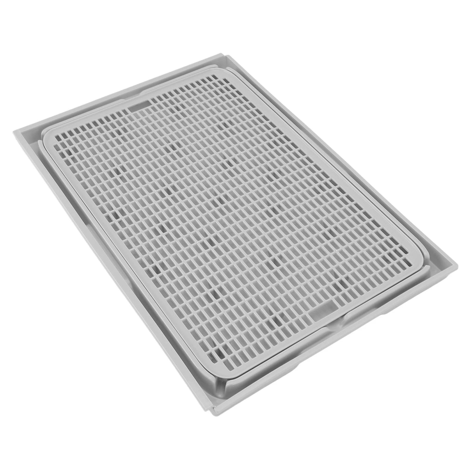 Cat Litter Box Mat 41x28x2cm Spacious Plastic Double Layer Washable Cat Litter Catcher Mat with Anti Slip Bottom Pet Supplies