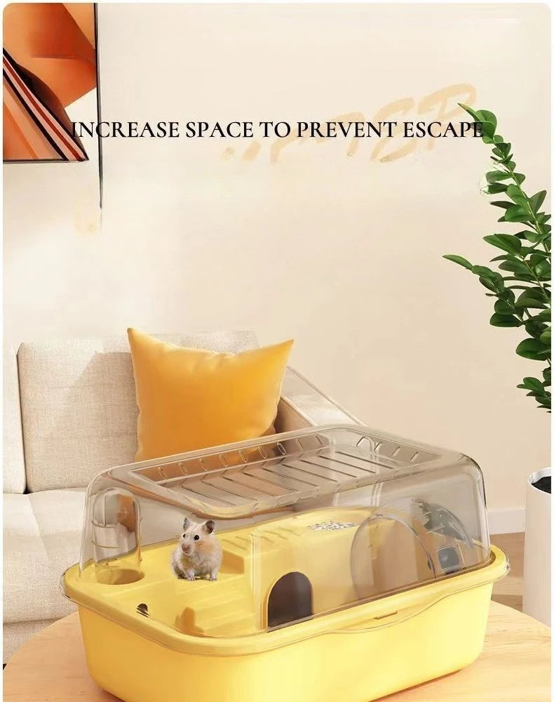 Hamster Cage Chewproof Large Hamster Accessories Cages and Habitats Openable Top with Acrylic Sheets Solid Built