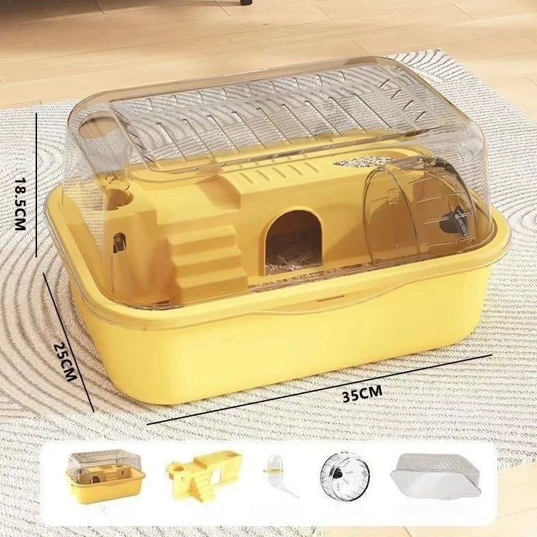Hamster Cage Chewproof Large Hamster Accessories Cages and Habitats Openable Top with Acrylic Sheets Solid Built
