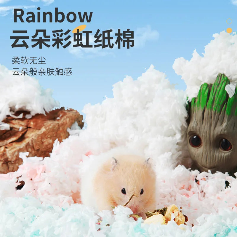 Dust-Free Paper Bedding for Hamsters, Natural Cotton Pad Small Animal Cage Litter, Absorbent Deodorizing Pet Bedding Material