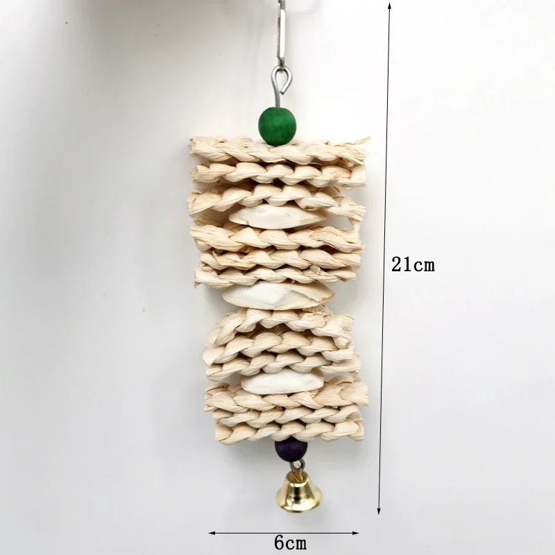 для попугаев Bird Toys Chewing Toy Parrot Bite Toys Corn Husks Color Wood Beads Entertainment Toys for Parrots Birds
