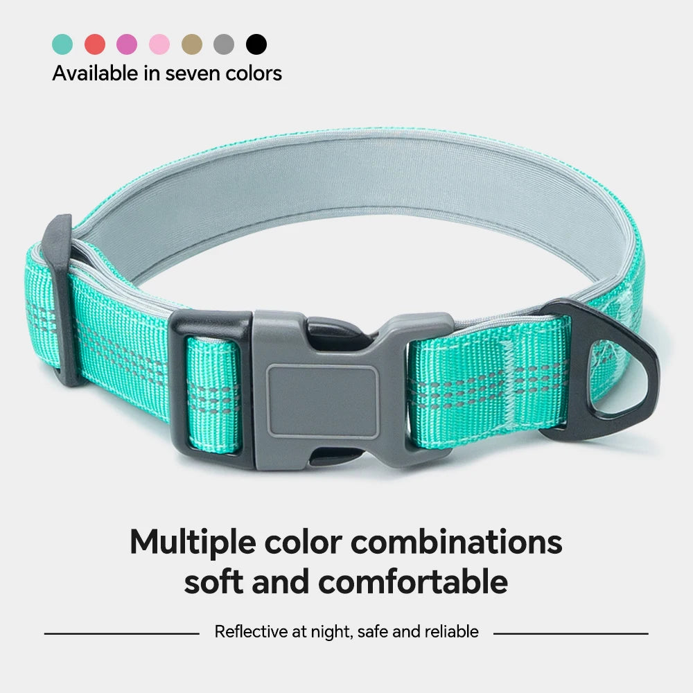 Dog Collar for Medium Dogs,Adjustable Pet Neck Band with Comfortable Soft Padding, Lifetime Durability, Heavy-Duty D-Ring