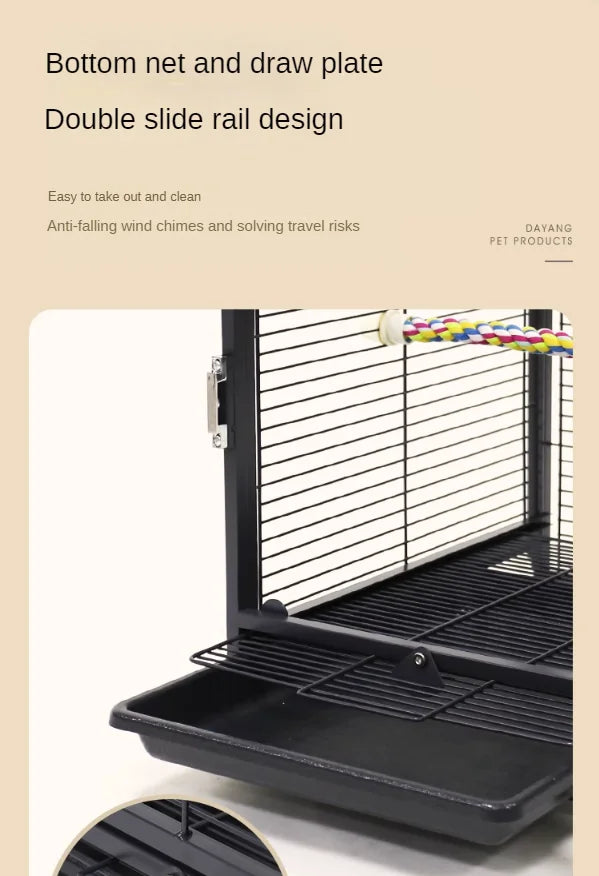 Travel Carrier Bird Cage Aviary For Bird Outside Iron Bird Cage Peony Tiger Pearl Parrot Carrying Cage 47.6 X 37.5 X 45.7 Cm