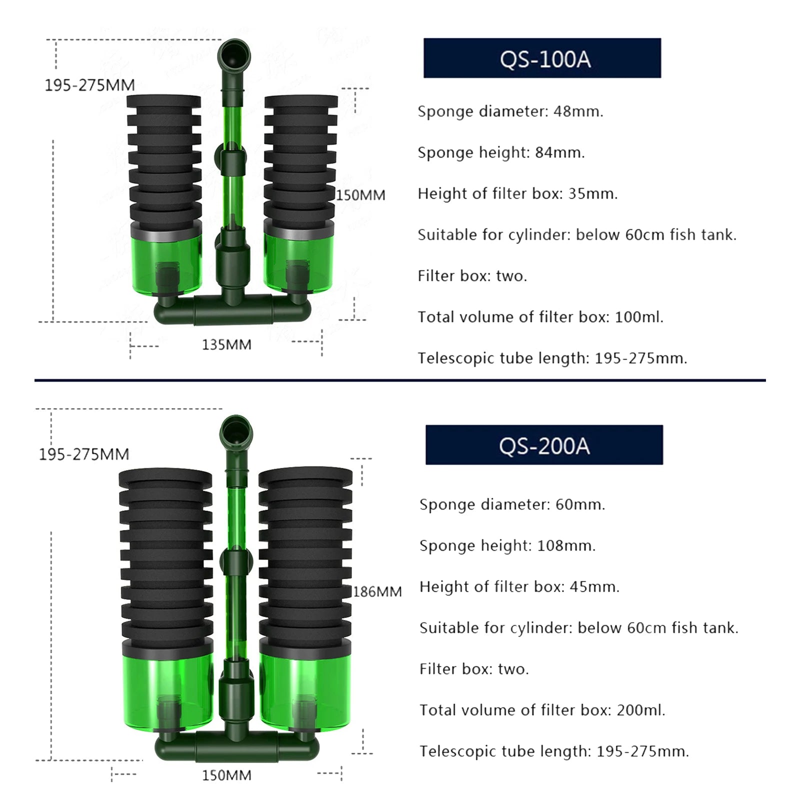 Aquarium Fish Breeding Filters Absorbs Dirt Aquarium Oxygen Filtration Pump Biochemical Sponge Filter Water Cleaning Accessories