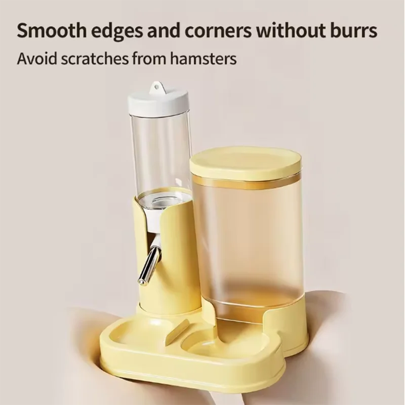 Hamster Water Dispenser Hamster Water Bottle Pet Auto Dispenser with Base No Drip Drinking Waterer with Food Feeding Bowl