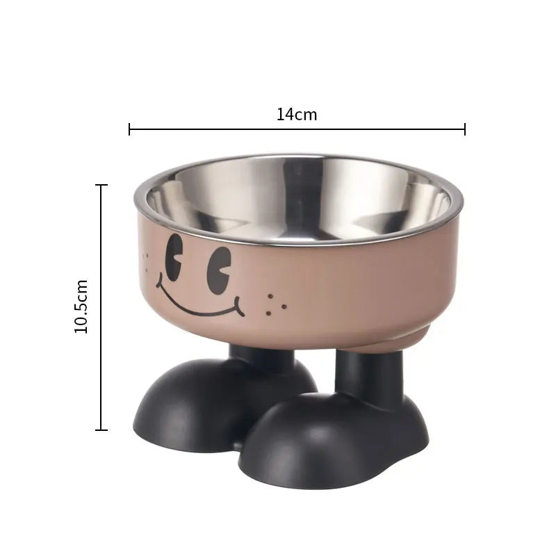 1pc Cartoon High-leg Cat Bowl, with joyful Face Design, Prevents Falling, Protects Pet'S Spine, Suitable for Dogs and Cats.