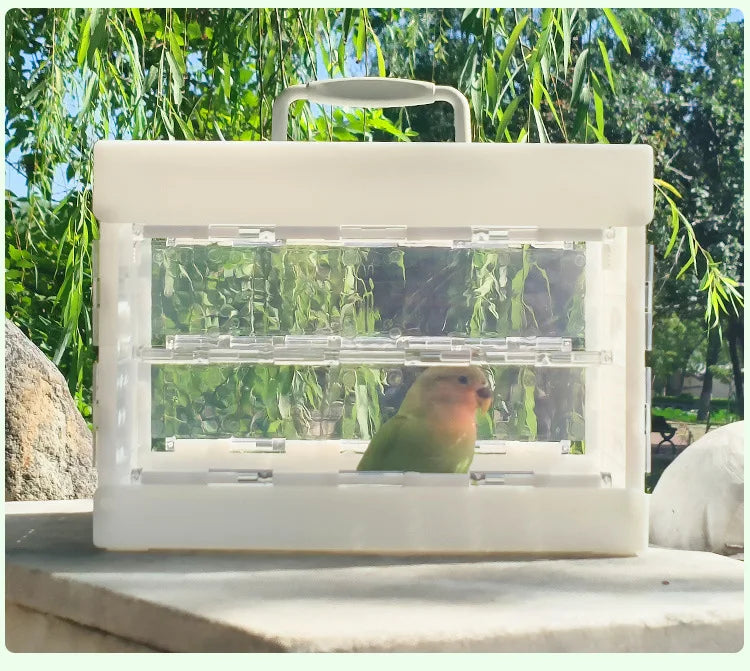 Portable Parrot Travel Cage Small Bird Cage for Budgies Lovebirds Foldable Carrier Outdoor