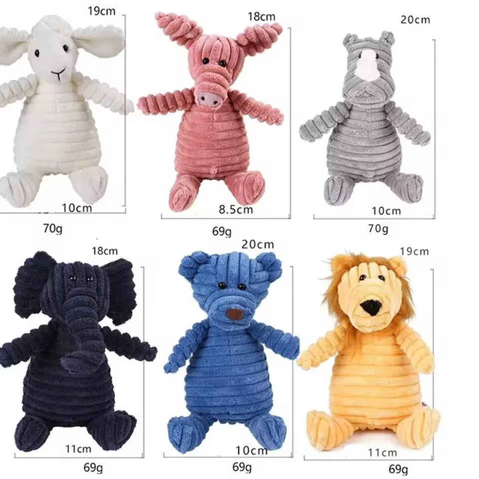 Plush Dog Toys for Puppy Pets Bite Resistant Squeaky Toys Corduroy Dog Companionship Toy Animals Shape Training Accessories for