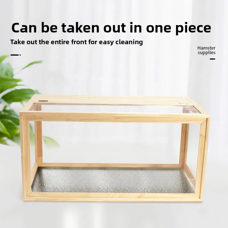 Hamster Frame Cage Solid Wood Acrylic Breathable Pet Cage Set for Golden Hamsters, Hedgehogs, Parrots, and Other Small Pets