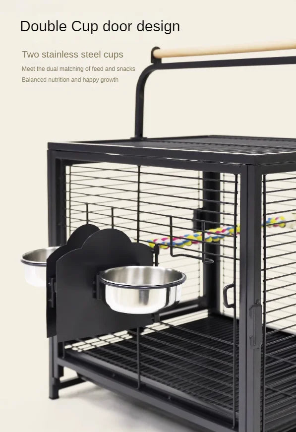 Travel Carrier Bird Cage Aviary For Bird Outside Iron Bird Cage Peony Tiger Pearl Parrot Carrying Cage 47.6 X 37.5 X 45.7 Cm