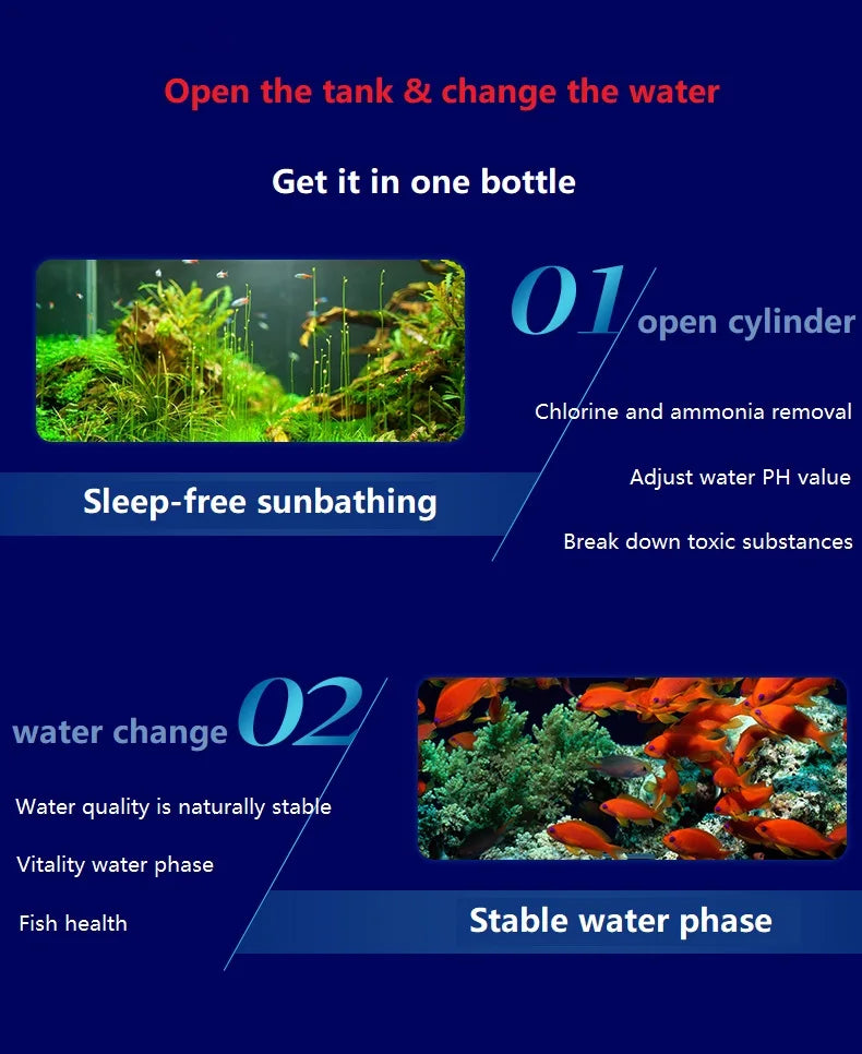 Fish Tank Water Purifier, Tropical Ornamental Fish, Chlorine Removal, Fishbowl, Change Water Stabilizer, 260ml
