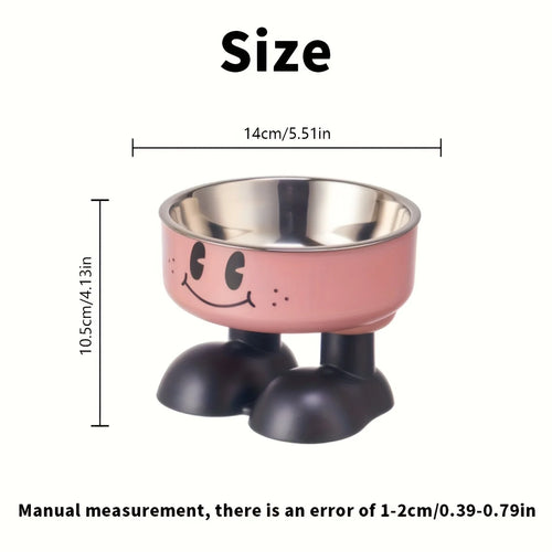 1pc Cartoon High-leg Cat Bowl, with joyful Face Design, Prevents Falling, Protects Pet'S Spine, Suitable for Dogs and Cats.
