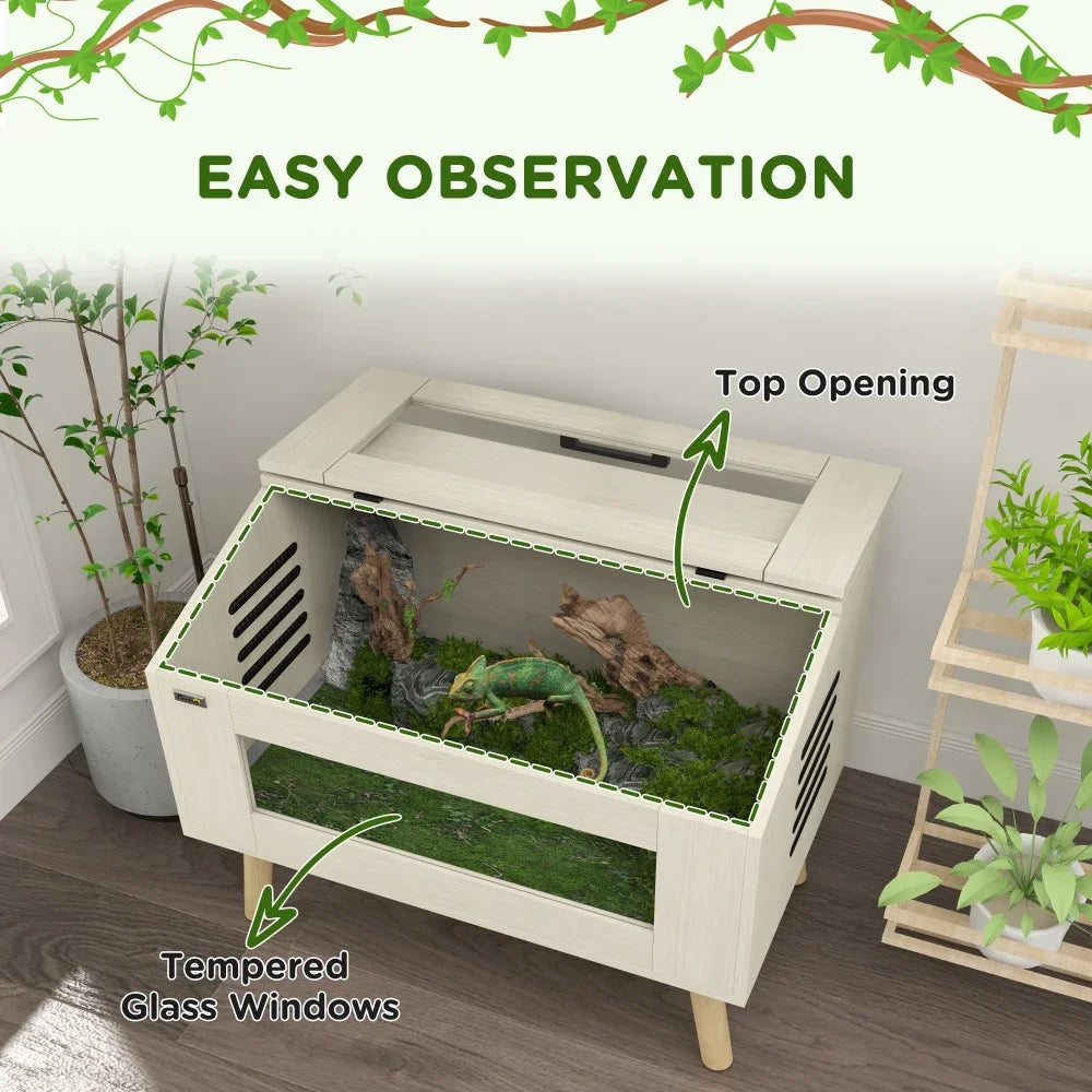 Reptile Terrarium 29 Gallon Top Opening Reptile Tank , For Snakes Lizard Chameleons Hamsters Gerbils, 31.5" X 20" X 24"