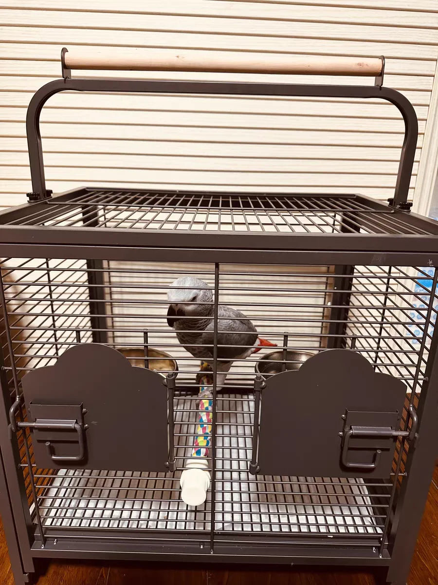 Travel Carrier Bird Cage Aviary For Bird Outside Iron Bird Cage Peony Tiger Pearl Parrot Carrying Cage 47.6 X 37.5 X 45.7 Cm