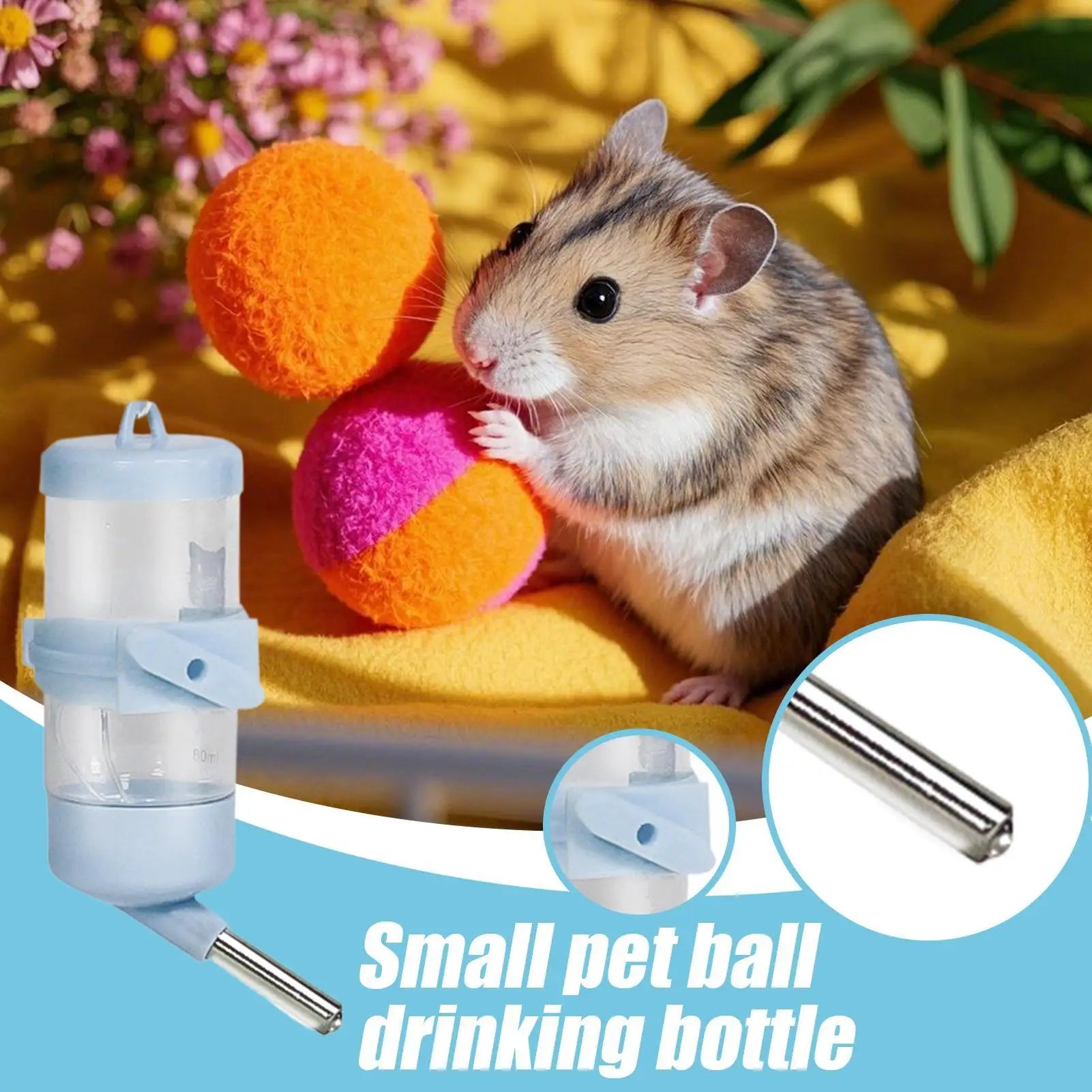 Hamster Water Bottle Hamster Cage Water Dispenser No Drip Bunny Drinker Small Accessories for Cage Gerbil Dwarf Hedgehog Pet