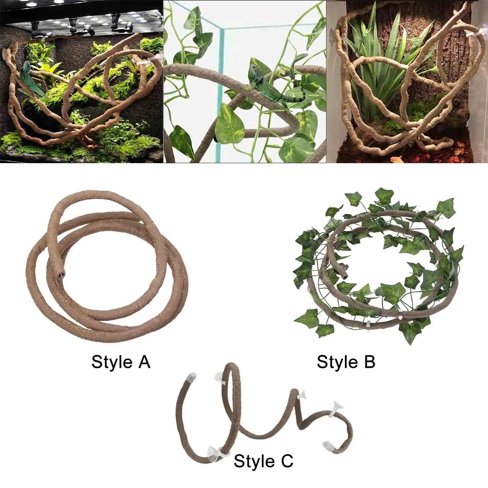 Reptile Vines for Terrarium Decor Fake Plants Reptile Terrarium Decor for Chameleon Snake Leopard Gecko Bearded Dragon
