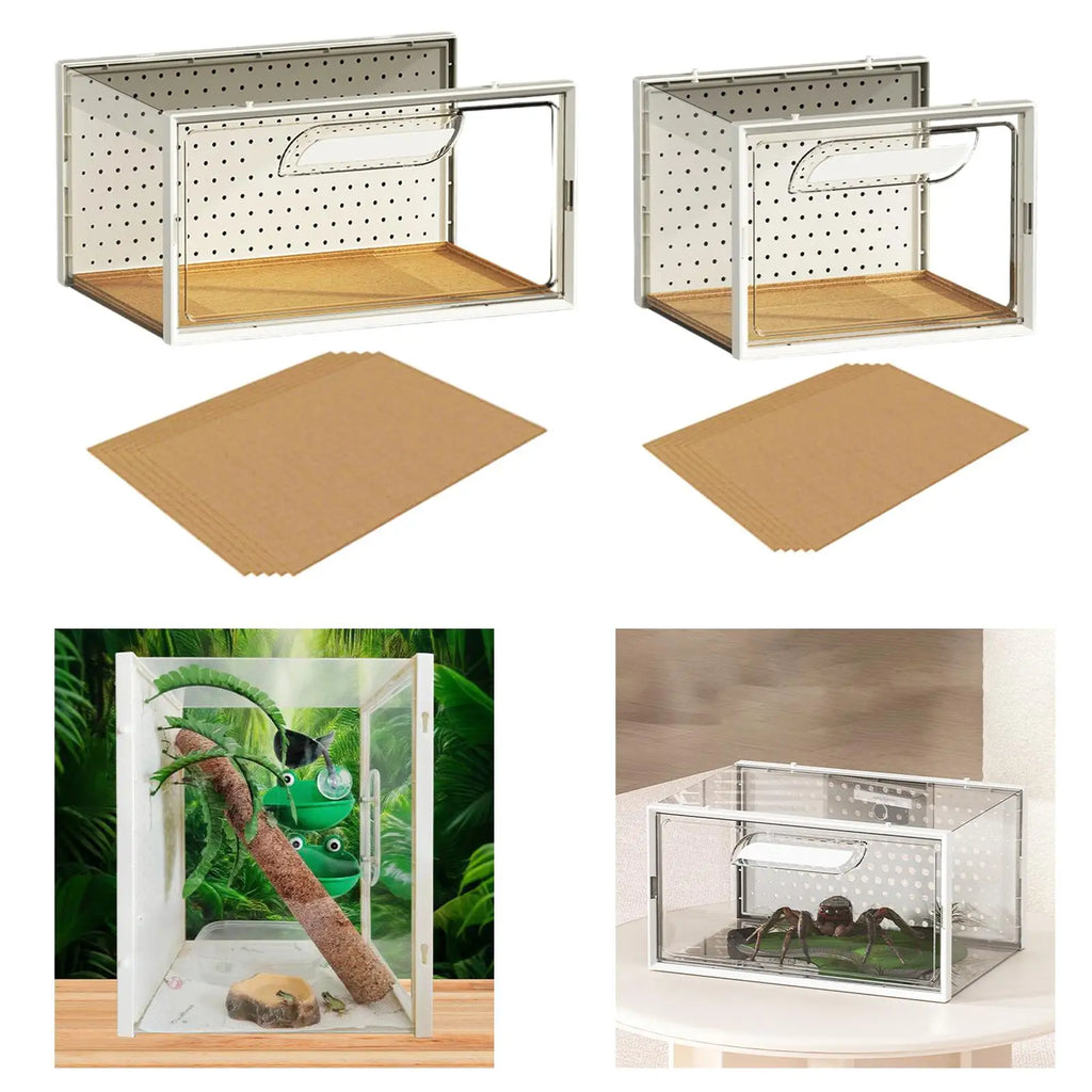 Reptile Terrarium, Breeding Tank, Breathable, Enclosure Cage, Reptile Feeding Box, Animal Habitat Cage for Geckos, Hamster