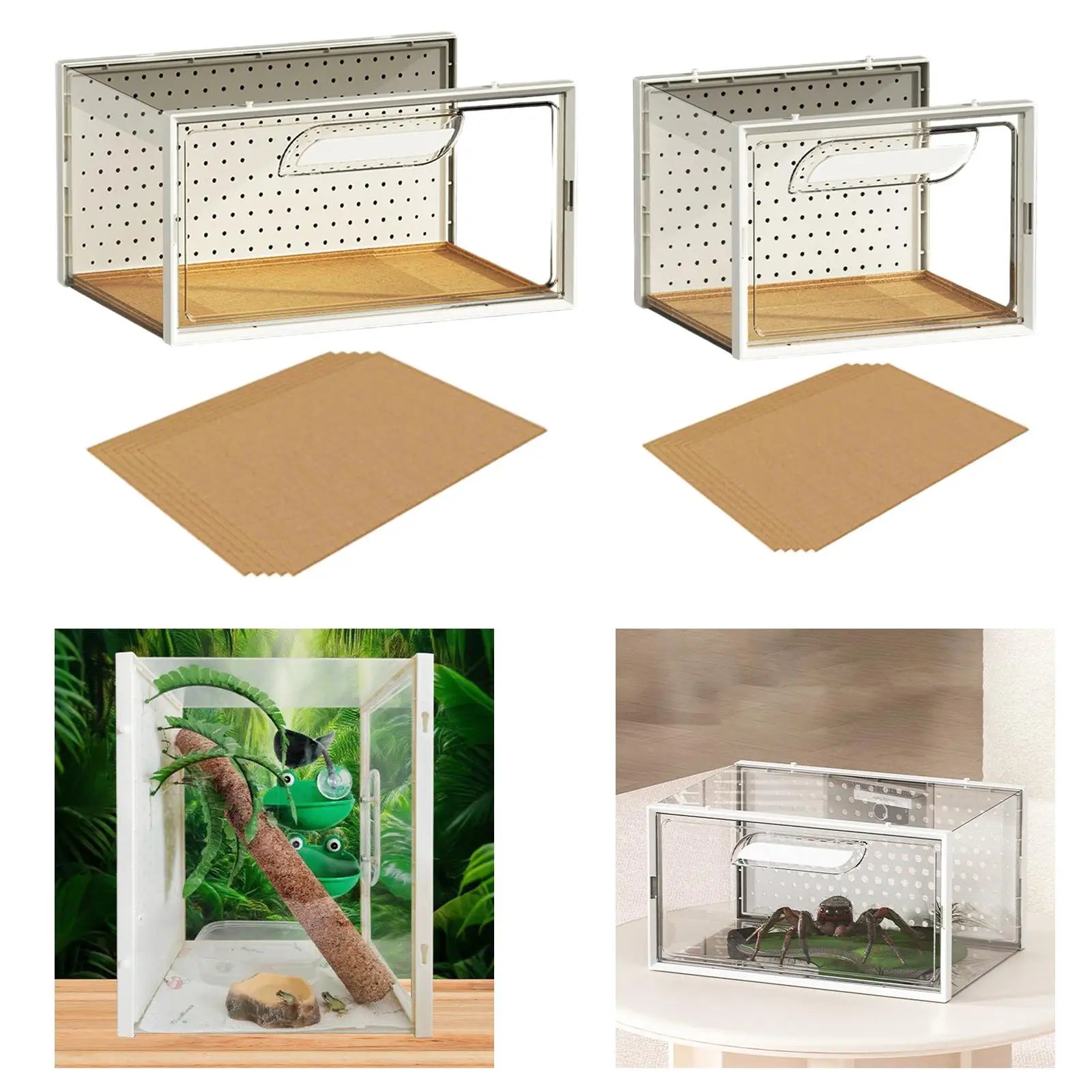 Reptile Terrarium, Breeding Tank, Breathable, Enclosure Cage, Reptile Feeding Box, Animal Habitat Cage for Geckos, Hamster