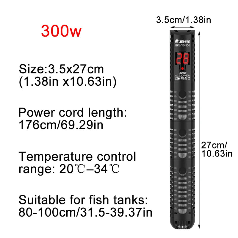 Aquarium Heater Fish Tank LCD Display Digital Thermostat Submersible Water Heating Rod Constant Temperature Control 220v