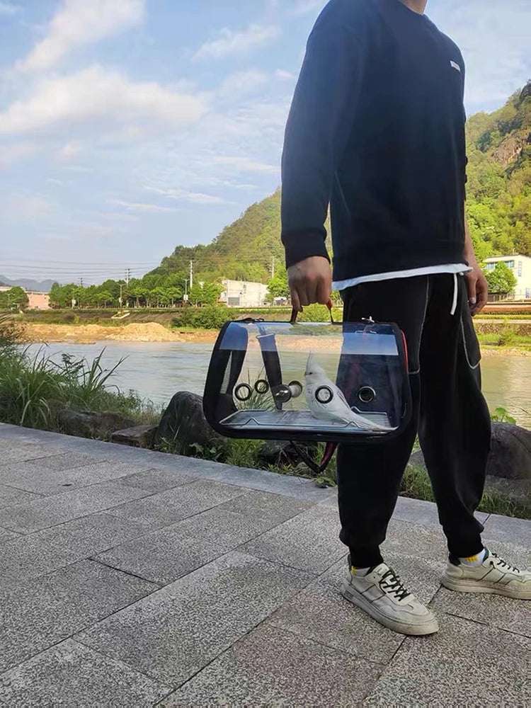 Bird Transport Cage Bird Travel Carrier with Perch Breathable Space Parrot Go Out Backpack Multi-functional Bird bag Outdoor