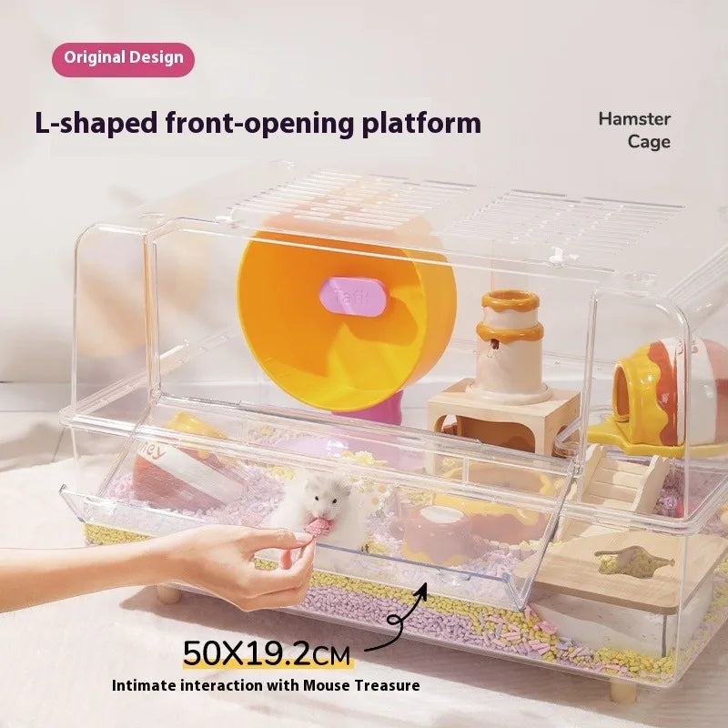 Large Villa Hamster Cage Transparent Acrylic 75 Breeding Box Gerbil House Habitat Decor for Hamsters Quail Chinchillas